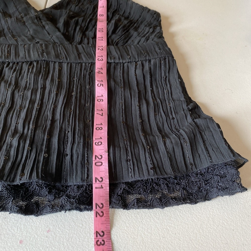 Vintage Y2K Lace/Sequins Babydoll Black Tank Whimsygoth Fairy Gauzy Studio 1940 - Picture 8 of 15